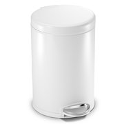 Simplehuman 12 gal Round Step Can, White, Stainless Steel CW1853